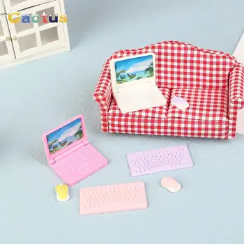 Simülasyon Çocuklar İçin dizüstü Bilgisayar abaküs Mobilya Oyuncak Dollhouse Miniture Katlanabilir Dekorasyon Aksesuarları