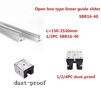 Standart açık kutu tipi lineer kılavuz arabası SBR16-40, 2 ADET kılavuz rayı + 4 ADET SBR16-40UU (toz geçirmez) L=150-1150mm
