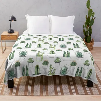 Suluboya kaktüsler ve succulents Atmak Battaniye dev kanepe battaniyesi battaniye yatak