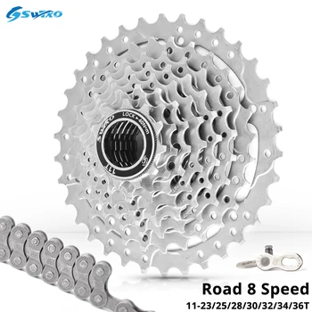 SWTXO 8 Hız Yol Bisikleti Kaset 11-23T/25T/28T/32T/34T/36T Bisiklet Freewheel MTB Dişli SUMC 8S Bisiklet Zinciri SHİMANO SRAM için
