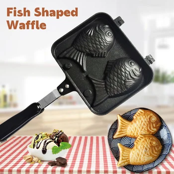 Taiyaki Balık Şekli Kek Tava Balık Şekilli Waffle Kek makinesi Taiyaki Tava fırın tepsisi Çift Tava Kalıp İsıya Dayanıklı Sağlam Dayanıklı