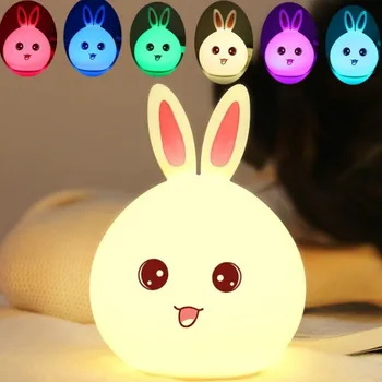 Tavşan Led Gece Lambası USB Çocuklar için Bebek Çocuk Hediye Hayvan Karikatür Dekoratif Lamba Başucu Yatak Odası Oturma Odası