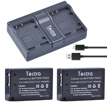Tectra 2 Adet LP-E17 LP E17 Pil ve USB 2 Kanallı Şarj Canon EOS M3 750D 760D 800D Rebel T6i T6s 8000D Öpücük X8i