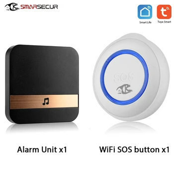 TUYA WiFi Kablosuz SOS Acil Durum Düğmesi Alarm Ev hırsız alarmı Sensörü 2.4 G Panik Butonu kapalı siren ile