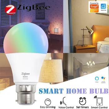 Tuya Zigbee 9W / 10W B22 LED Ampul RGBCW Kısılabilir Lamba Ampuller Zamanlayıcı Akıllı Ev App Akıllı Yaşam Alexa Google Ev