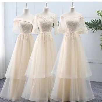 Uzun Nedime Elbisesi 2021 Artı Boyutu Lace Up gelinlik modelleri Düğün Balo Parti Tost Elbise Pembe Tül Şampanya