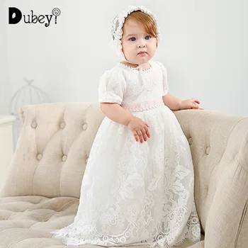 Vaftiz Elbise Bebek Kız Vaftiz Bebek Yürüyor Kız Prenses Elbise Kaliteli Beyaz Dantel Doğum Günü Kıyafetleri Elbiseler