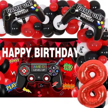 Video oyunu Temalı Doğum Günü Dekorasyon Oyun Balon Garland Kiti Oyun Denetleyicisi Zemin Çocuk Oyun Hayranları Doğum Günü Partisi