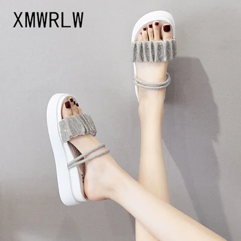 XMWRLW kadın Yüksek Topuklu Terlik Moda Taklidi Yaz Ayakkabı Kadın Terlik Kadın Düz Renk Yaz Terlik Kadın Ayakkabı