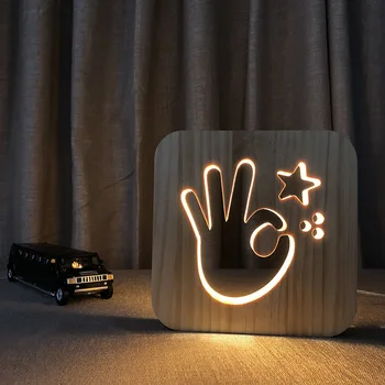 Yaratıcı Ahşap TAMAM Tasarım Lamba LED Gece Lambası Luminaria katı ahşap Gece Lambası Çocuk Yatak Odası Başucu Lambası