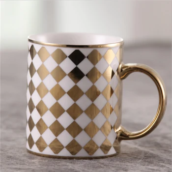 Yaratıcı Düzensiz Seramik Kahve Fincanı Altın Saplı El Yapımı Çömlek çay bardağı Seyahat Mutfak Sofra İskandinav Ev Kahve Fincanı