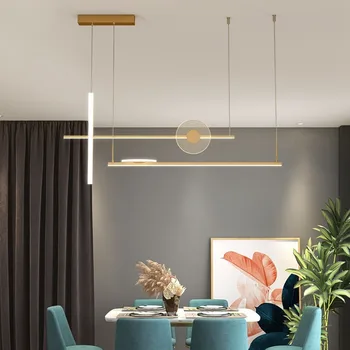 Yaratıcı siyah / altın LED avize Modern iskandinav basit uzun asılı ışık yemek oturma odası Bar kahve dükkanı ev kolye lamba