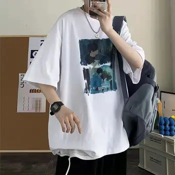 Yaz Kısa kollu Erkek Kore Versiyonu Gelgit marka tişört Öğrenci Hong Kong Tarzı Gevşek Eğilim Vahşi Çift Yarım kollu
