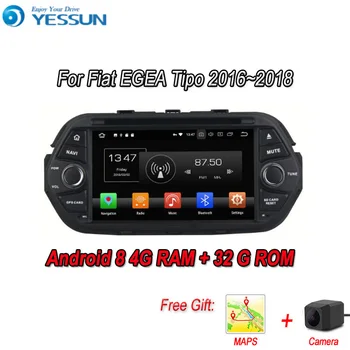 YESSUN Android 8.0 4G RAM Dokunmatik Ekran DVD Fiat Tipo Için 2016~2018 Araba Navigasyon GPS Multimedya Oynatıcı ayna bağlantı Autoradio