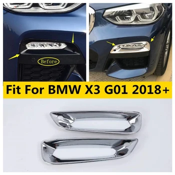 Yimaautotrims Ön Sis Farları Sis Lambası Lamba Kapağı Trim 2 adet / takım BMW İçin Fit X3 G01 2018 2019 2020 ABS Krom Dış Kiti