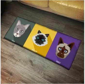 yumuşak sevimli komik karikatür kediler desen halı mat su emme halı yatak odası ayak pedi dekor pet mat