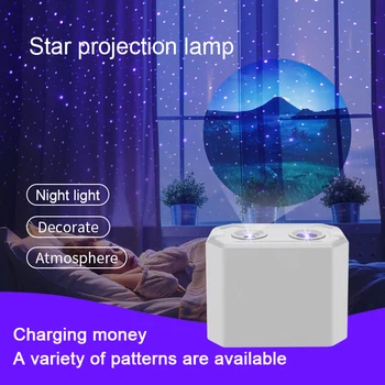 Yıldız Projektör LED gece ışığı Yıldızlı LED gece ışığı Lazer Yıldız Şarj Projektör Galaxy yatak odası için lamba Çocuk doğum günü hediyesi