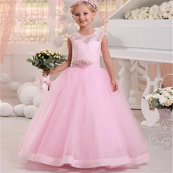 Çiçek Kız Elbise Düğün için Dantel Kızlar Pageant elbise Çocuklar İlk Communion Prenses Elbiseler