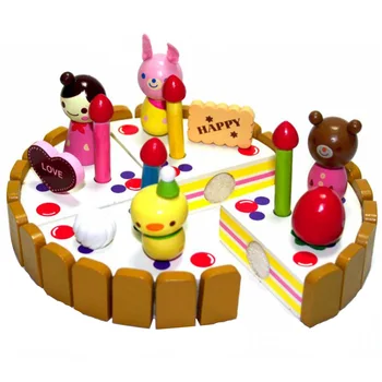 Çocuklar Simülasyon Doğum Günü Pastası Gıda Seti Mumlar Oyuncaklar Ahşap Kesme Parti Kek Mutfak Oyuncaklar Erkek Kız Bebekler