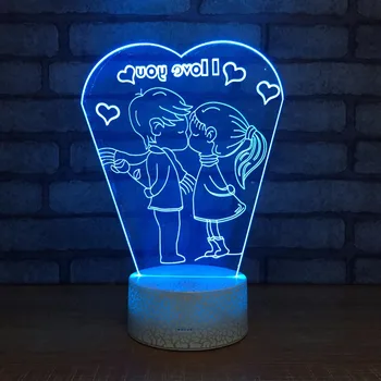 Öpücük severler 3D gece ışıkları LED USB 7 renk sensörü masa masa lambası romantik düğün parti dekor olarak tatil hediyeler