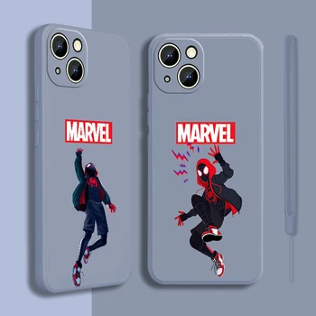 Örümcek adam Serin Marvel Kahraman Kılıf Apple iPhone 14 13 12 Mini 11 Pro XS MAX XR X 8 7 SE Artı Sıvı Halat Telefon Kapak Çekirdek Coque