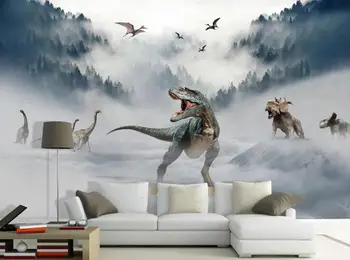 Özel yeni Çin tarzı manzara buzul orman dinozor dünya TV arka plan duvar tablosu duvar kağıdı