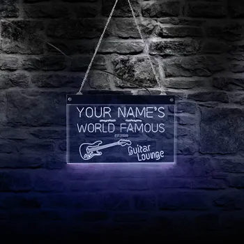 Özelleştirilmiş XX Dünyaca Ünlü Gitar Salonu LED Asılı İşareti Gitar Simgesi Elektronik Işıklı Tabelalar Akrilik Neon Kurulu Stüdyo Dekor